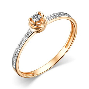 Кольцо из красного золота с бриллиантами