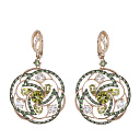 Серьги из желтого золота с бриллиантами, перидотами