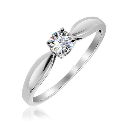 Кольцо помолвочное из белого золота с бриллиантом