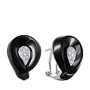 Серьги из белого золота с бриллиантами, ониксами