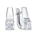 Серьги с английским замком из серебра с бриллиантами