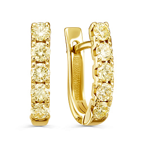 Серьги с английским замком из желтого золота с бриллиантами