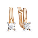 Серьги с английским замком из красного золота с бриллиантами