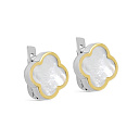 Серьги с английским замком из серебра с перламутром