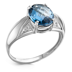 Кольцо из белого золота с бриллиантами, топазом