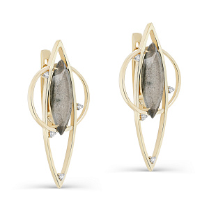 Серьги с английским замком из желтого золота с бриллиантами