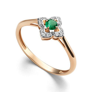 Кольцо из красного золота с бриллиантом