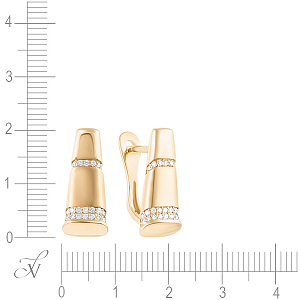 Серьги с английским замком из желтого золота с бриллиантами