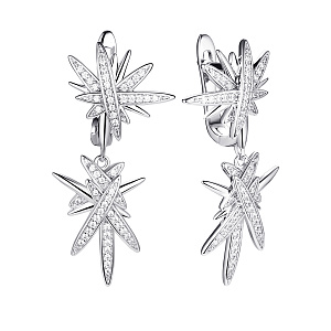 Серьги с английским замком из серебра с фианитами