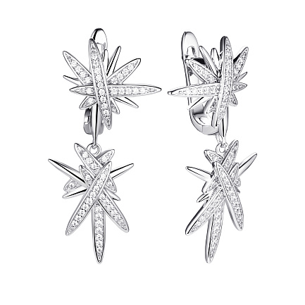 Серьги с английским замком из серебра с фианитами