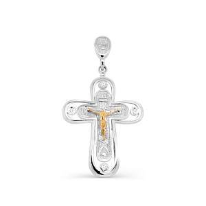 Крест из серебра с фианитами
