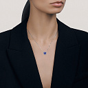 Колье из белого золота с бриллиантами, танзанитом, плетение якорное