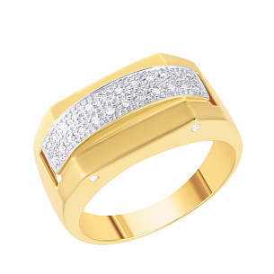 Печатка из желтого золота с бриллиантом