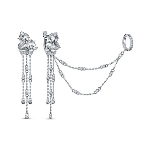 Серьги с английским замком из белого золота с бриллиантами