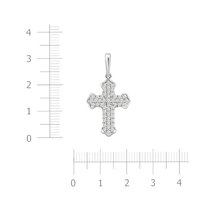 Крест из белого золота с бриллиантами
