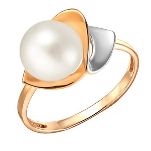 Кольцо из красного золота с жемчугом