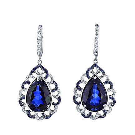 Серьги с английским замком из белого золота с бриллиантами