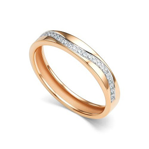 Кольцо из красного золота с бриллиантом