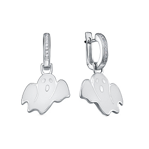 Серьги с английским замком из серебра с фианитом