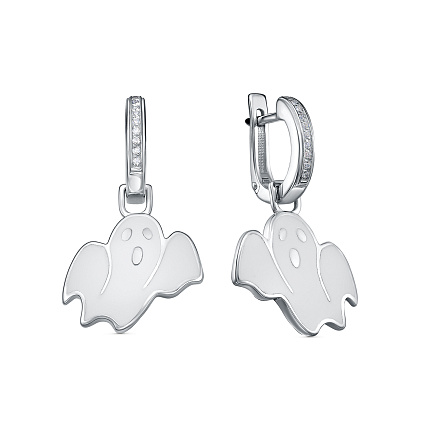 Серьги с английским замком из серебра с фианитами