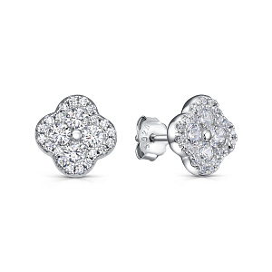 Серьги с английским замком из серебра с фианитами