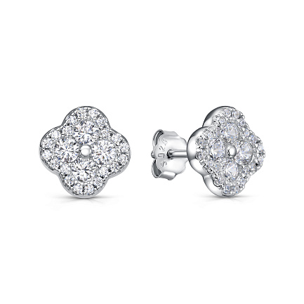 Серьги с английским замком из серебра с фианитами