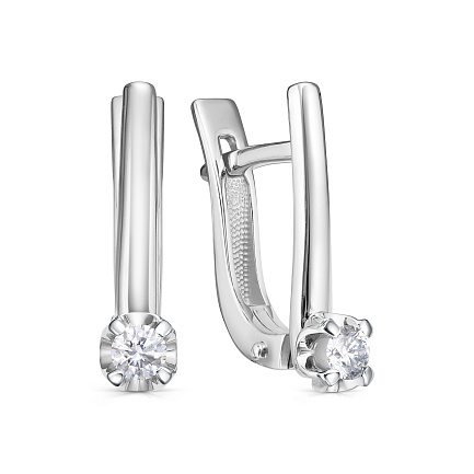 Серьги с английским замком из белого золота с бриллиантами