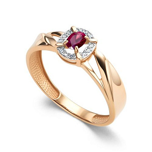 Кольцо из красного золота с бриллиантом