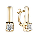 Серьги с английским замком из желтого золота с бриллиантами