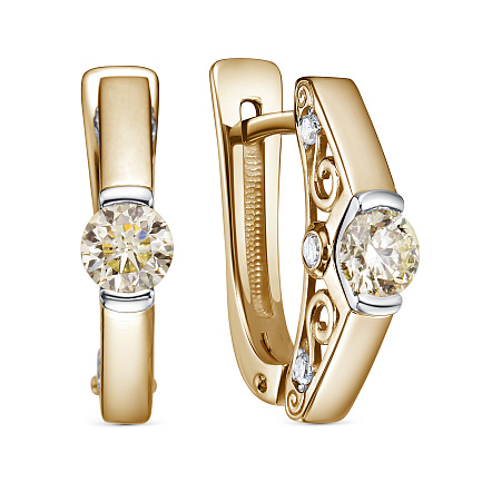 Серьги с английским замком из красного золота с бриллиантами