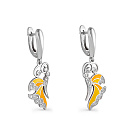 Серьги с английским замком из серебра с фианитами