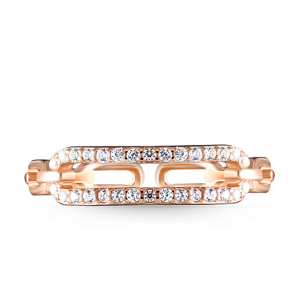 Кольцо из серебра с позолотой, фианитом