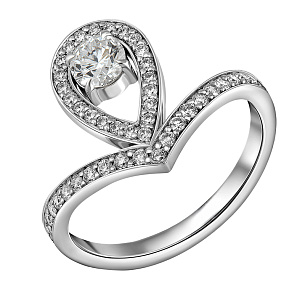 Кольцо из белого золота с бриллиантом