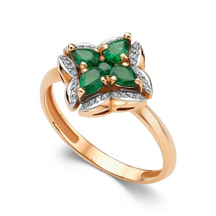 Кольцо из красного золота с бриллиантом