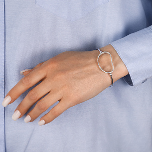 Браслет декоративный из белого золота с бриллиантом, плетение якорное