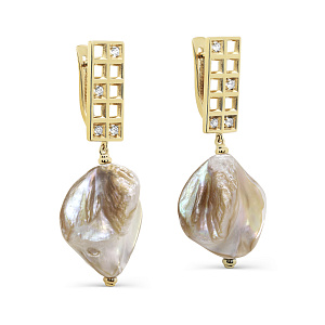 Серьги с английским замком из серебра с перламутром