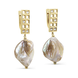 Серьги с английским замком из серебра с перламутром