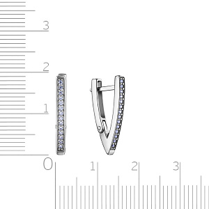 Серьги с английским замком из серебра с фианитом
