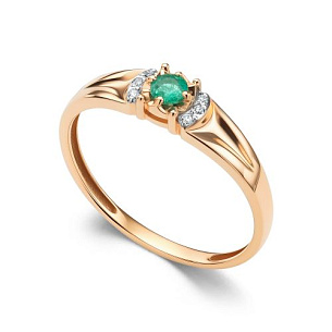 Кольцо из красного золота с бриллиантом