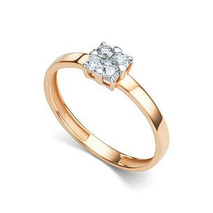 Кольцо из красного золота с бриллиантом