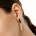 Серьги из серебра с фианитами, эмалью