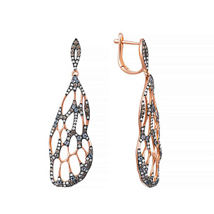 Серьги с английским замком из красного золота с бриллиантами и топазами