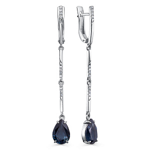 Серьги с английским замком из белого золота с бриллиантами