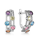 Серьги с английским замком из серебра с фианитом