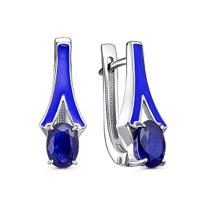 Серьги с английским замком из серебра с сапфирами