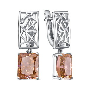 Серьги с английским замком из серебра с бриллиантом