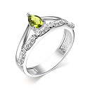 Кольцо из серебра с фианитами, хризолитом