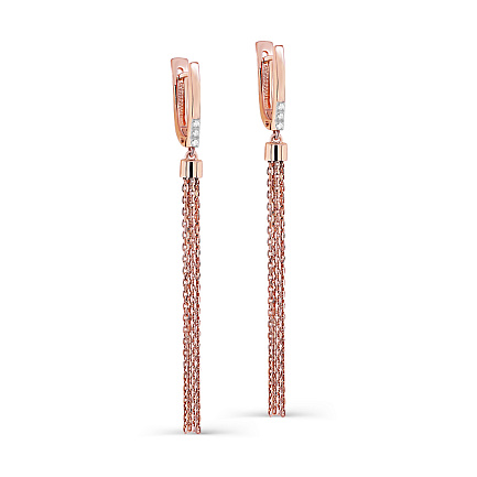 Серьги с английским замком из красного золота с бриллиантами