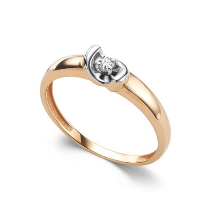 Кольцо из красного золота с бриллиантом