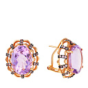 Серьги из красного золота с аметистами, сапфирами